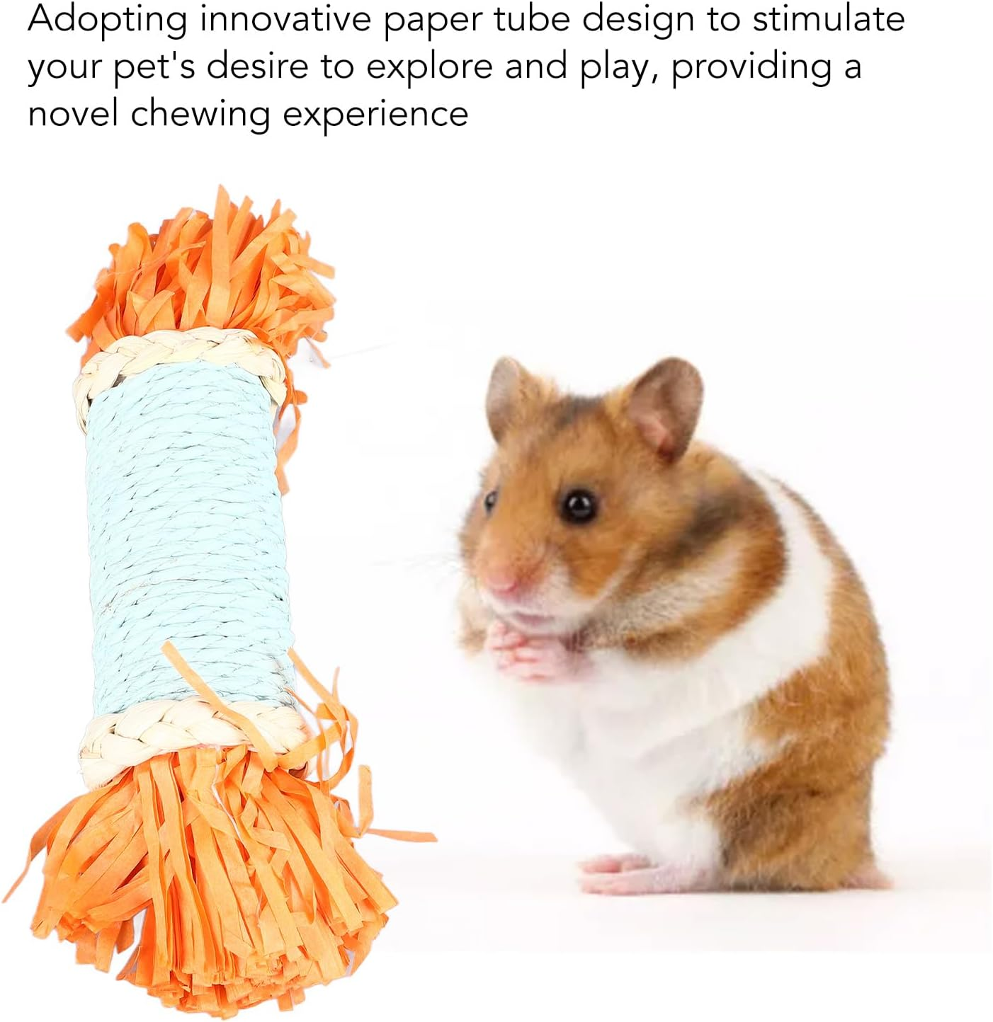 3Pcs Rabbit Chew Toys, Colorful Paper Tube Safe Relieve Boredom Rabbits Teeth Grinding Toys, Small Animals Chew Toys for Hamster Guinea Pig image number 2