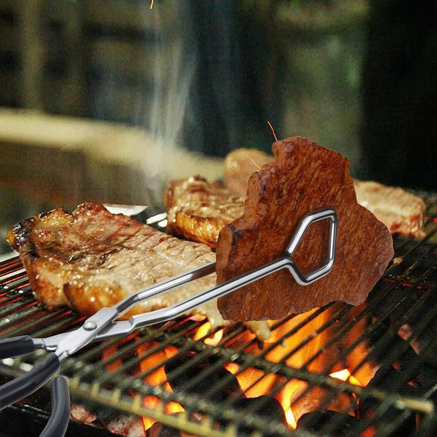 3 Pack Stainless Steel Scissor Tongs Cooking Scissor Tongs Kitchen Baking Bread Food Tong Barbecue Grilling Tongs Tool for Flipping Food image number 1