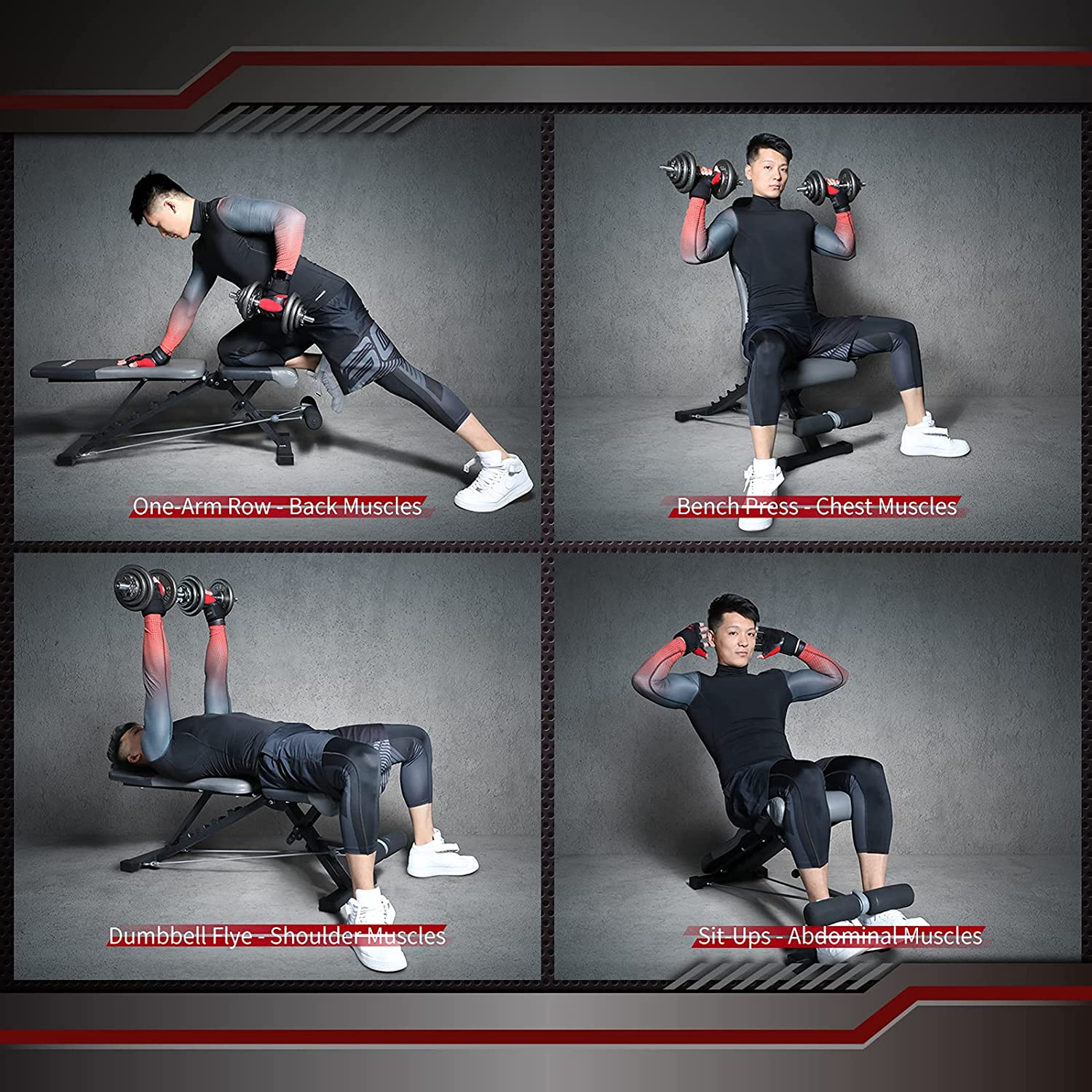 PROIRON Weight Bench with Elastic Ropes, Adjustable Strength Training Bench with for Full Body Workout with Fast Folding - 2026 Version image number 5