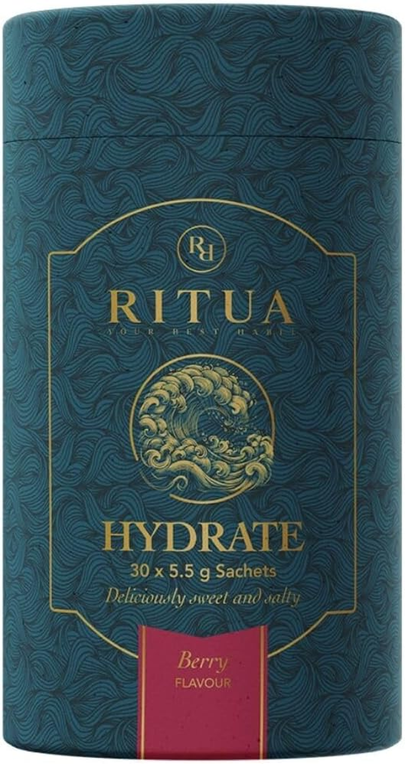 RITUA Zero Sugar HYDRATE Electrolyte Powder, Ideal Pre-Workout and Post-Workout Powder, Zero Carbs Energy Drink, 1000Mg Sodium per Serve, Natual Flavours and Sweeteners, 30 Sachets (30 Sachets, Berry) image number 4