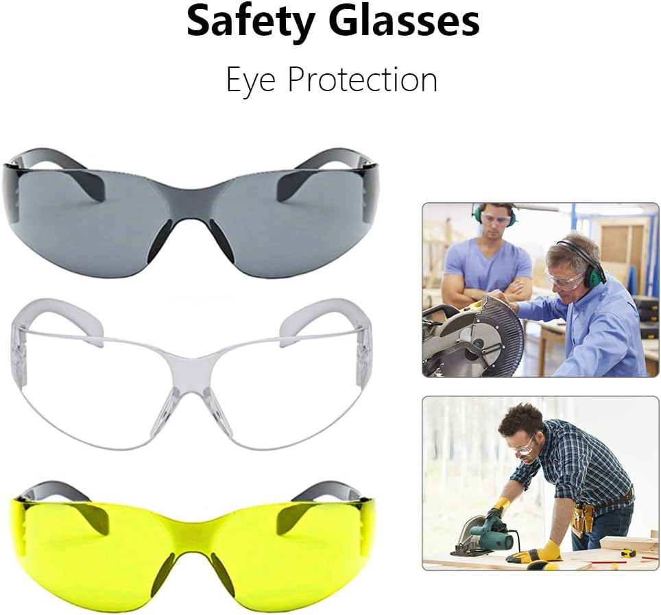 Safety Glasses, Anti-Fog and anti Scratch Reduction Coating, Reinforced Resistant and Protective Lens, Eye Protection Glasses Safety for Snug Fit (Yellow) image number 4
