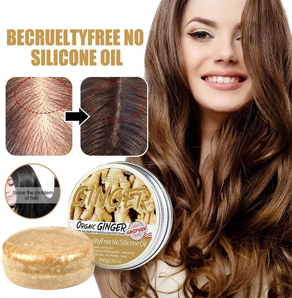 2Pcs Ginger Hair Regrowth Shampoo Bar,Organic Ginger Solid Shampoo Soap,Anti Hair Loss Ginger Shampoo Soap for Hair Growth Repair image number 2