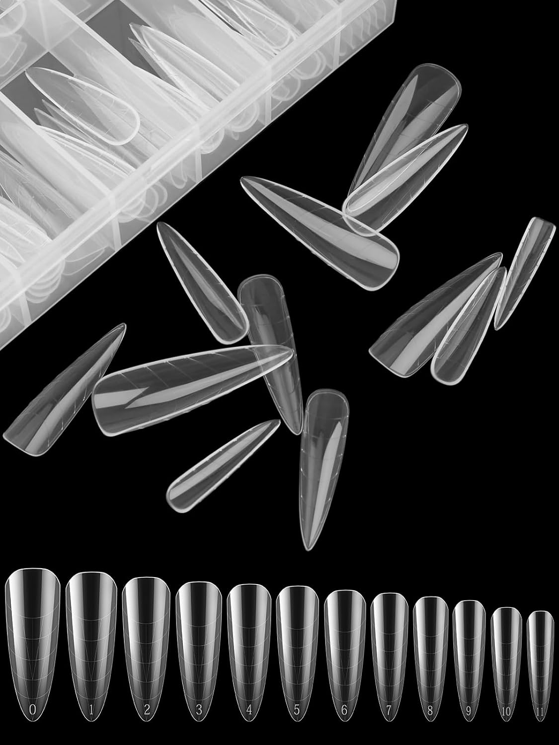 Nail Dual Forms for Poly Nail Gel EBANKU 120Pcs Stiletto Extension Gel Nail Molds Clear Acrylic Nail Tips, Full Cover Reusable Nail Forms for Builder Nail Gel Nail Art Design Salon&Diy image number 4