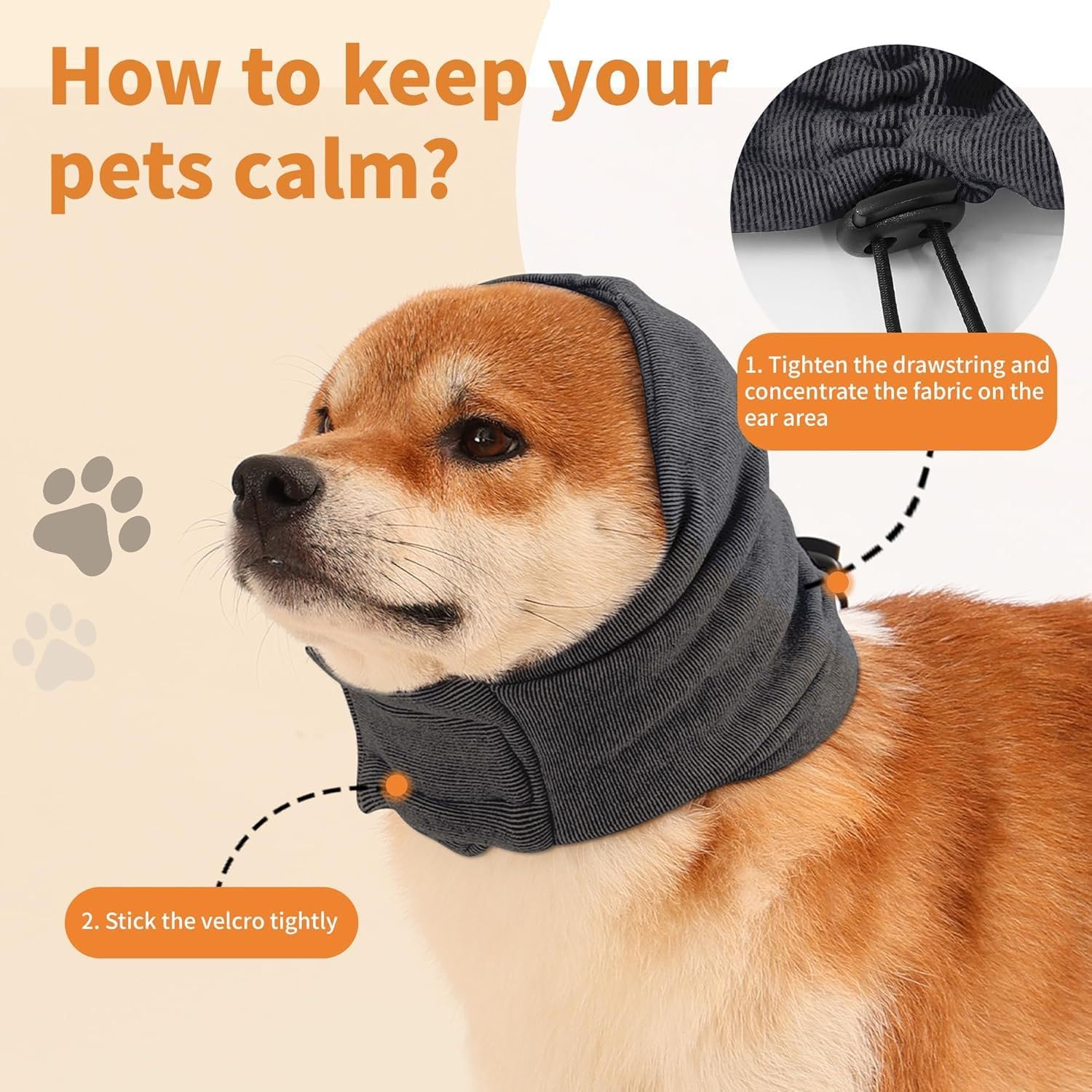 Pet Ear Muffs Noise Protection,Pet Ear Wrap, Dogs Headband for Anxiety Relief, Warm Dog Ears Cover Winter Hat, Dog Ears Covers for Bath ﻿ (Grey, S) image number 2