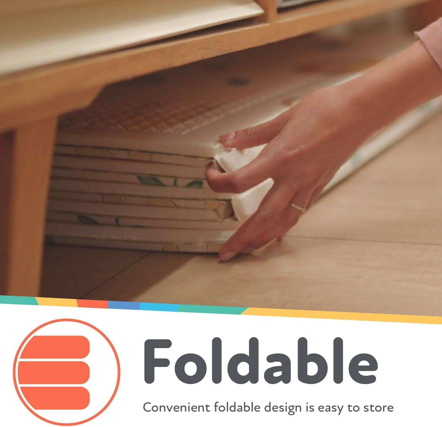 Nuby Reversible Soft Floor Mat, Foldable and Lightweight for Easy Storage and Travel, Rainbow image number 2