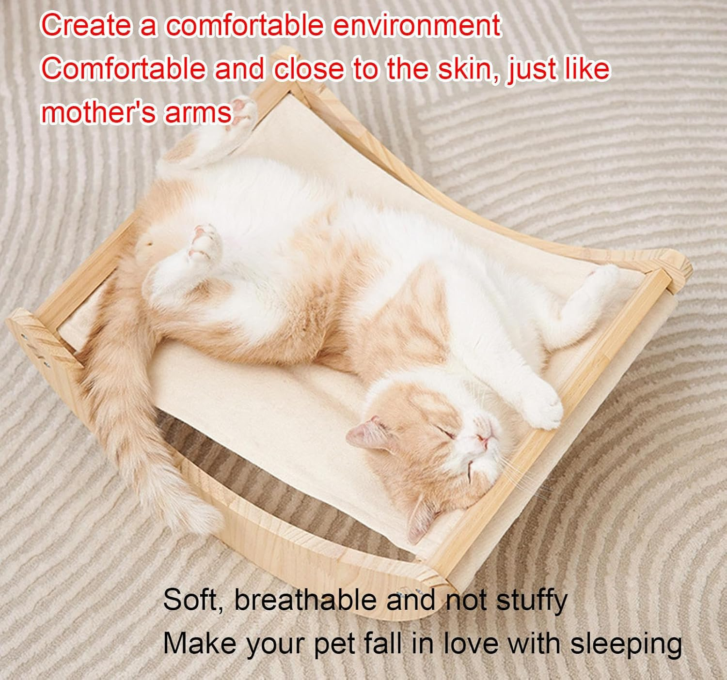 Pet Cat Rocking Chair Bed Solid Wood Cat Litter Cat Hammock Cat Hanging Basket Pet Furniture 48 * 40 * 21Cm image number 4