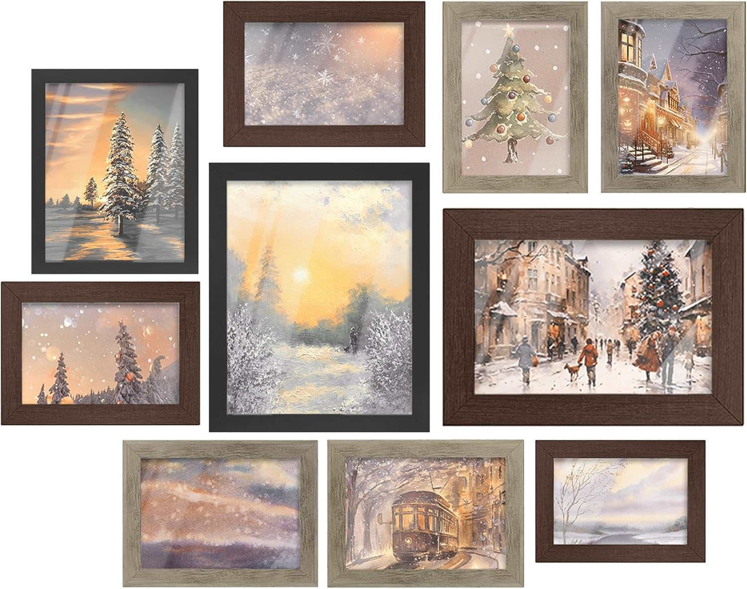 SONGMICS Picture Frames, 10 Pack Collage Picture Frames with Two 8X10, Four 5X7, Four 4X6, Photo Frame Set for Wall Gallery Decor, Hanging or Tabletop Display, Clear Glass Front, Black