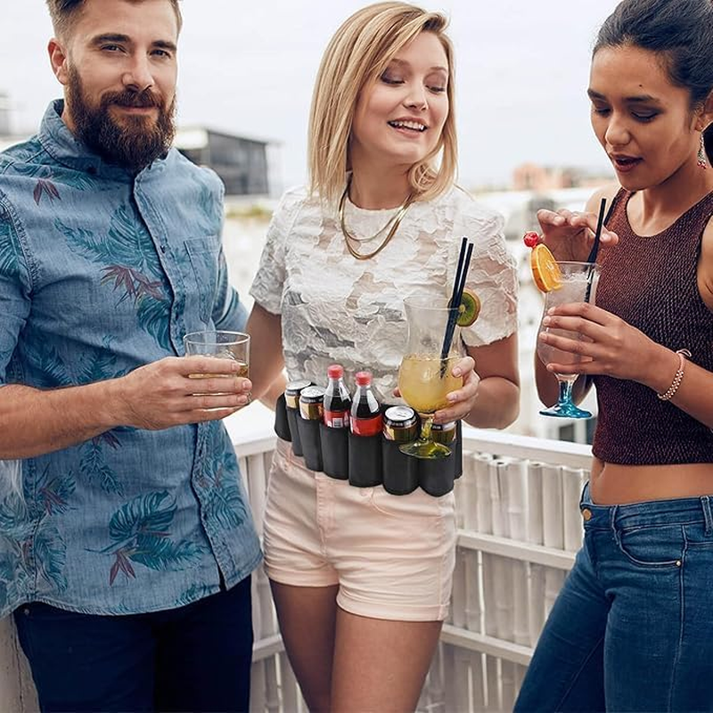 2Pcs 6 Cans Beer Belt Portable Drinker Beer Soda Can Belts,Portable Beer Holder Belt Holds 6 Cans,Portable 6 Cans Drink Soda Can Waist Belt Holder,6 Cans Beer Soda Can Holster Belt Beer Waist Pack