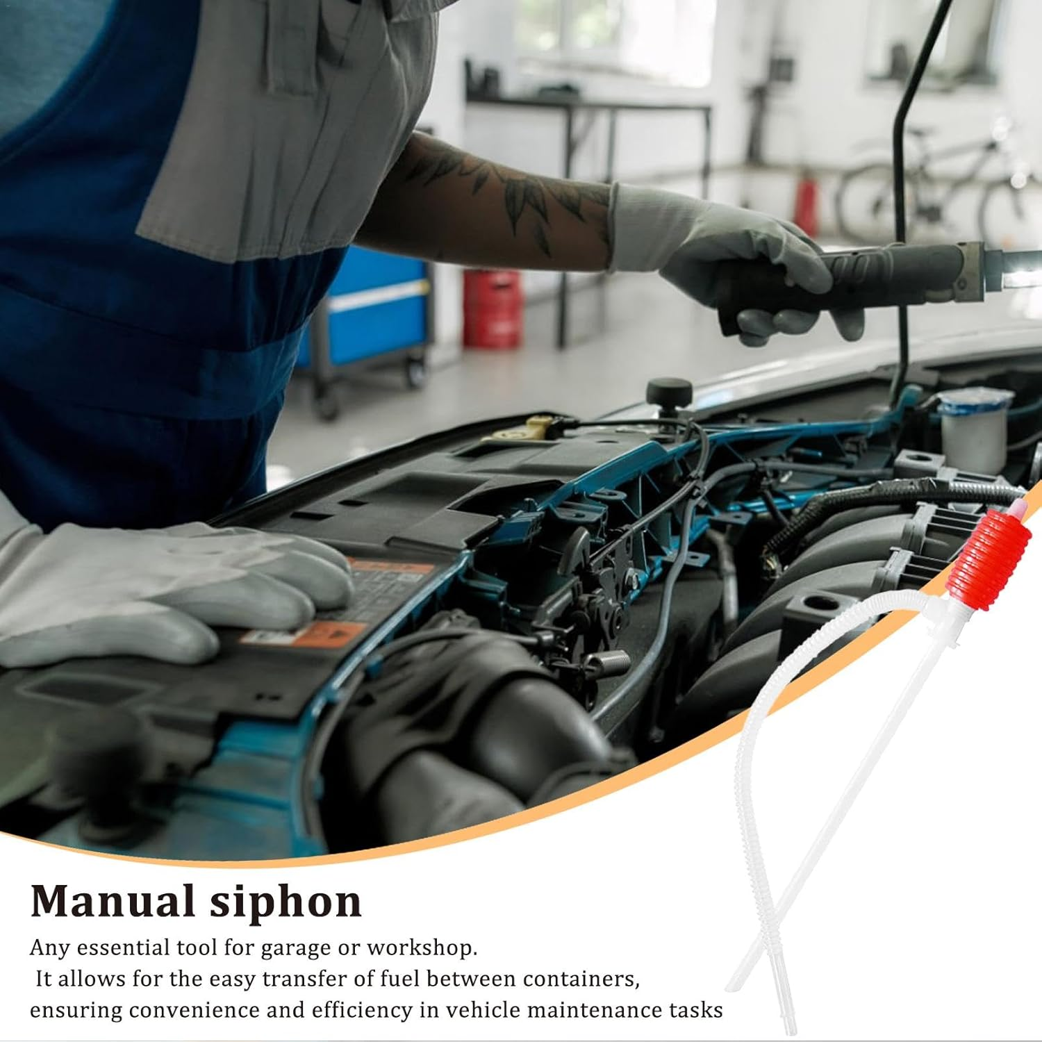 Siphon Pump for Water, Hand-Operated Siphon Pump, Squeezing Siphon Water Pump, Liquid Transfer Pump for Petrol, Motorcycle, Efficiently Transfer Detergents or Water image number 4