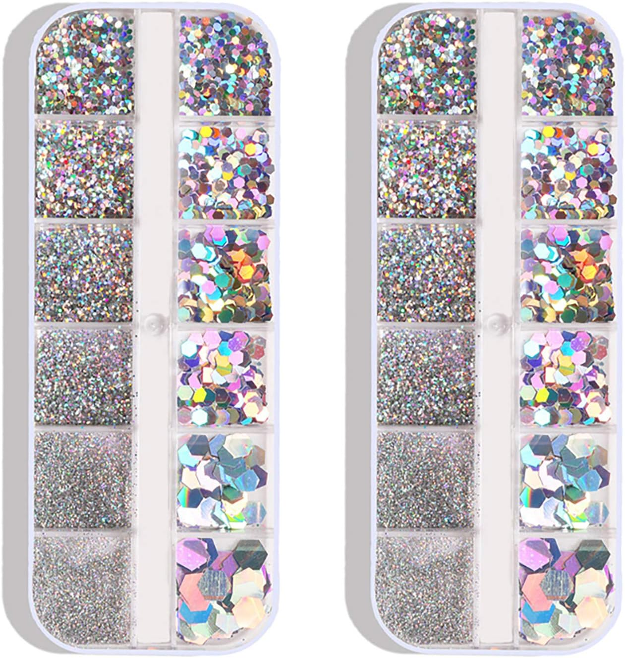 2 Big Boxes Nail Holographic Glitter Sequins for Nail Art Decoration Ultra-Thin image number 4