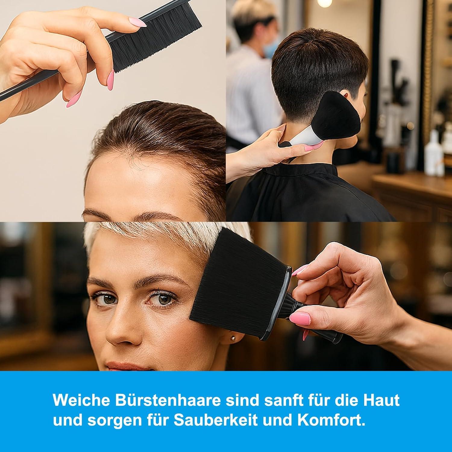 Neck Brush Hairdresser, Barber Set 7 Pieces, Hairdressing Accessories for Salon, Colour Brush Hair, High-Quality Hairdressing Set Brushes, for Hair Cleaning, Dust Removal, Hair Colouring Tools image number 4