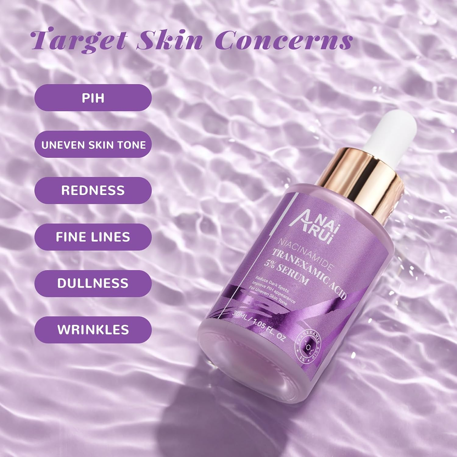 ANAI RUI 5% Tranexamic Acid Serum with Niacinamide, Kojic Acid, Arbutin, Reduce Dark Spot, PIH, for Uneven Skin Tone 1Fl.Oz image number 5