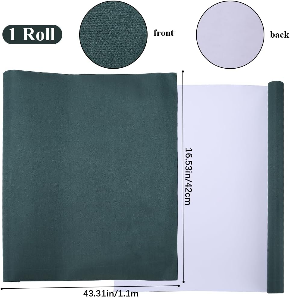 CRASPIRE Book Cloth for Book Binding Silk Dark Green 43.3 X 16.53 A3-A8 Fabric Surface Paper Backed Bookcover Book Covering Protector Bookbinding Supplies for Books Album DIY Scrapbooking image number 1