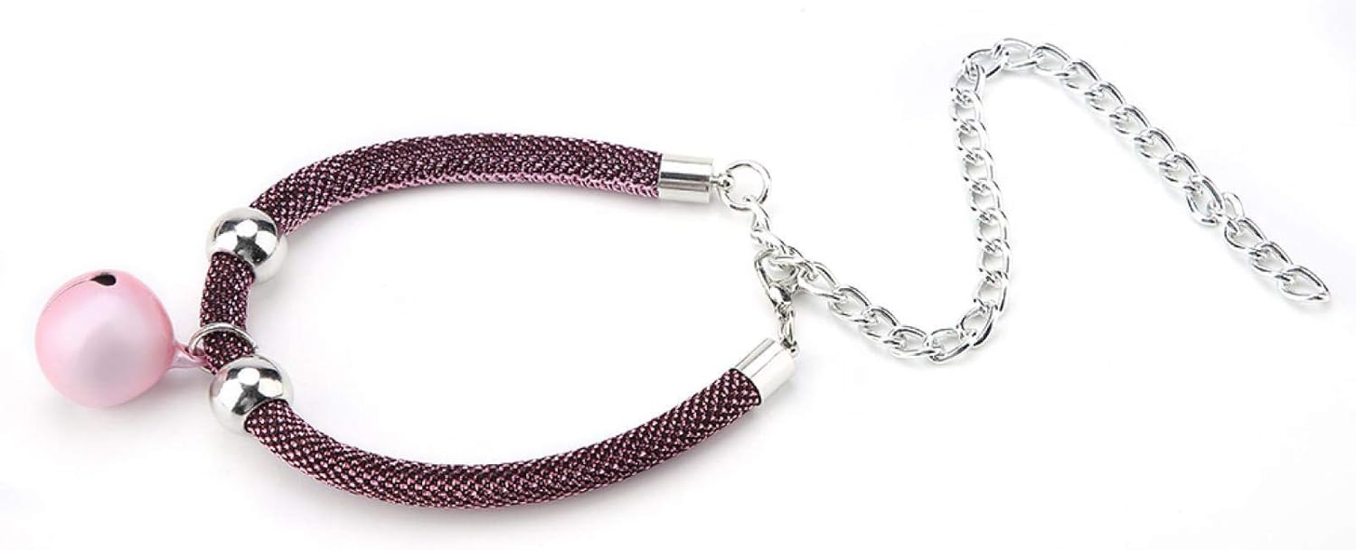 EVTSCAN Japanese Style Pet Collar Nylon Accessory Bell Collar for Cats with Extension Chain (Pink) image number 6