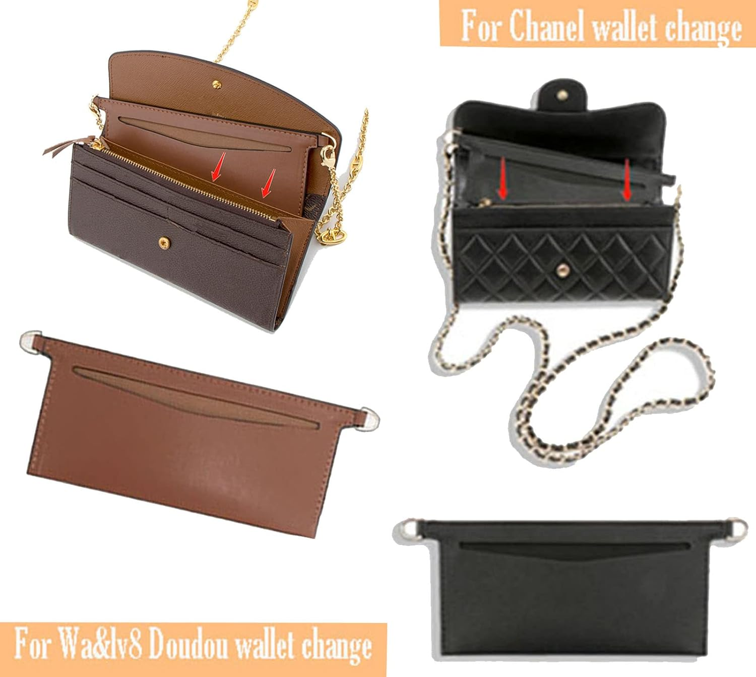 Lckaey Purse Kit Sarah Bag, Detachable Bag Inserted into Organizer Emily Wallet Diagonal Shoulder Bag - Fuchsia image number 7