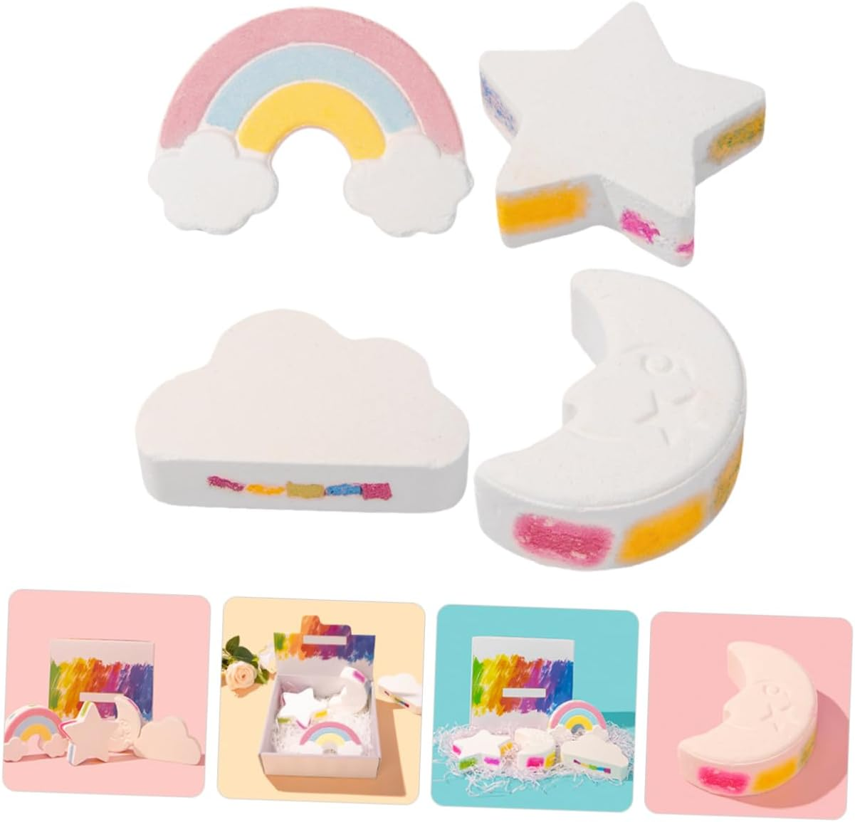 4Pcs Rainbow Essential Oil Bathing for Relaxation and Soothing for Family and Friends