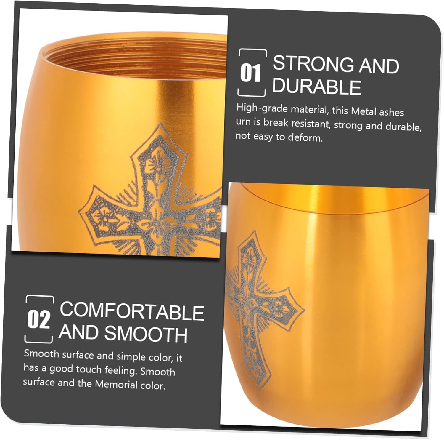 Urn Can Ornaments Stainless Steel Cross Memorial Urn for Human Ashes Keepsake Cremation Funeral for Adult Male Ashes Garden Decoration image number 3