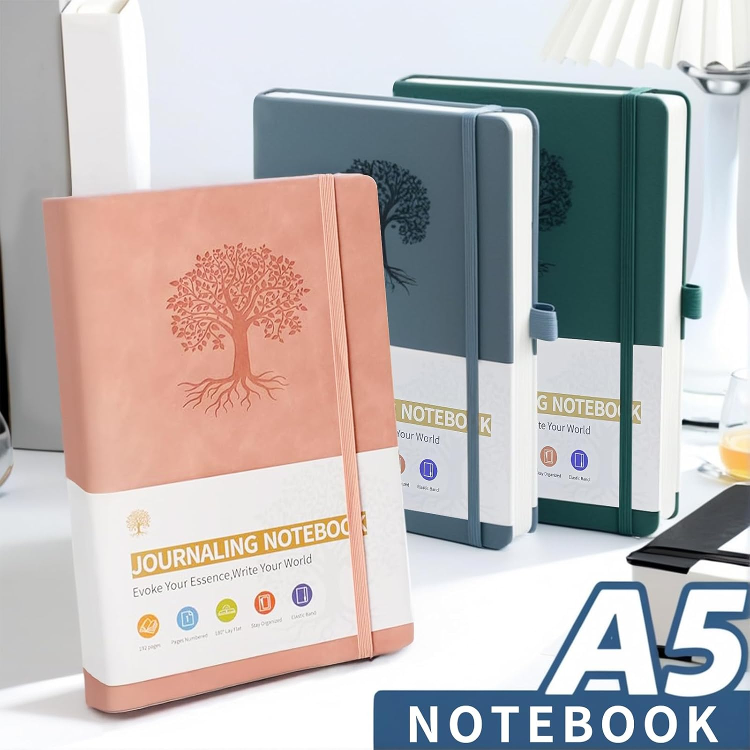 A5 Lined Journal Notebook for Women & Men,192 Pages,College Ruled Hardcover Notebook for Personal Journaling Writing, Study, Office, Travel Recording & Note Taking (Green) image number 3