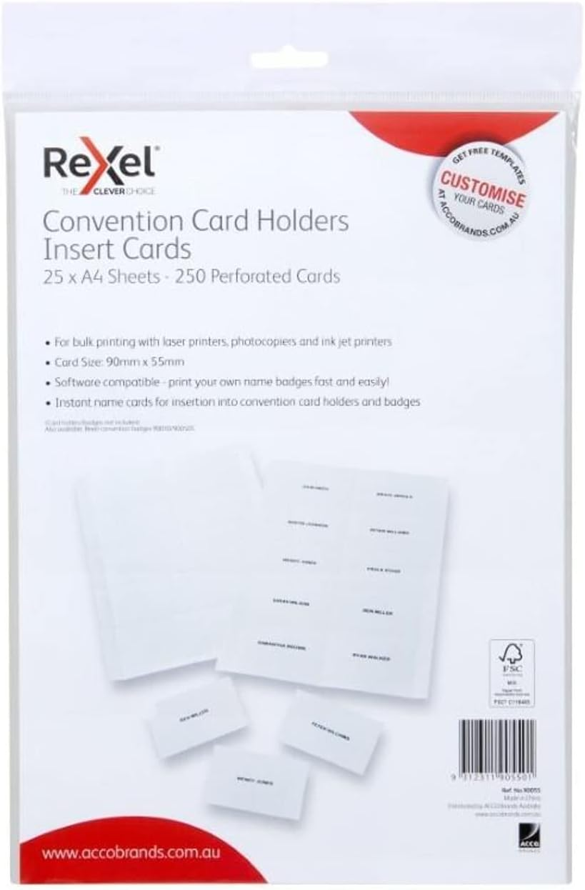 REXEL 90055 ID Convention Badge Insert Cards,250Pk image number 2