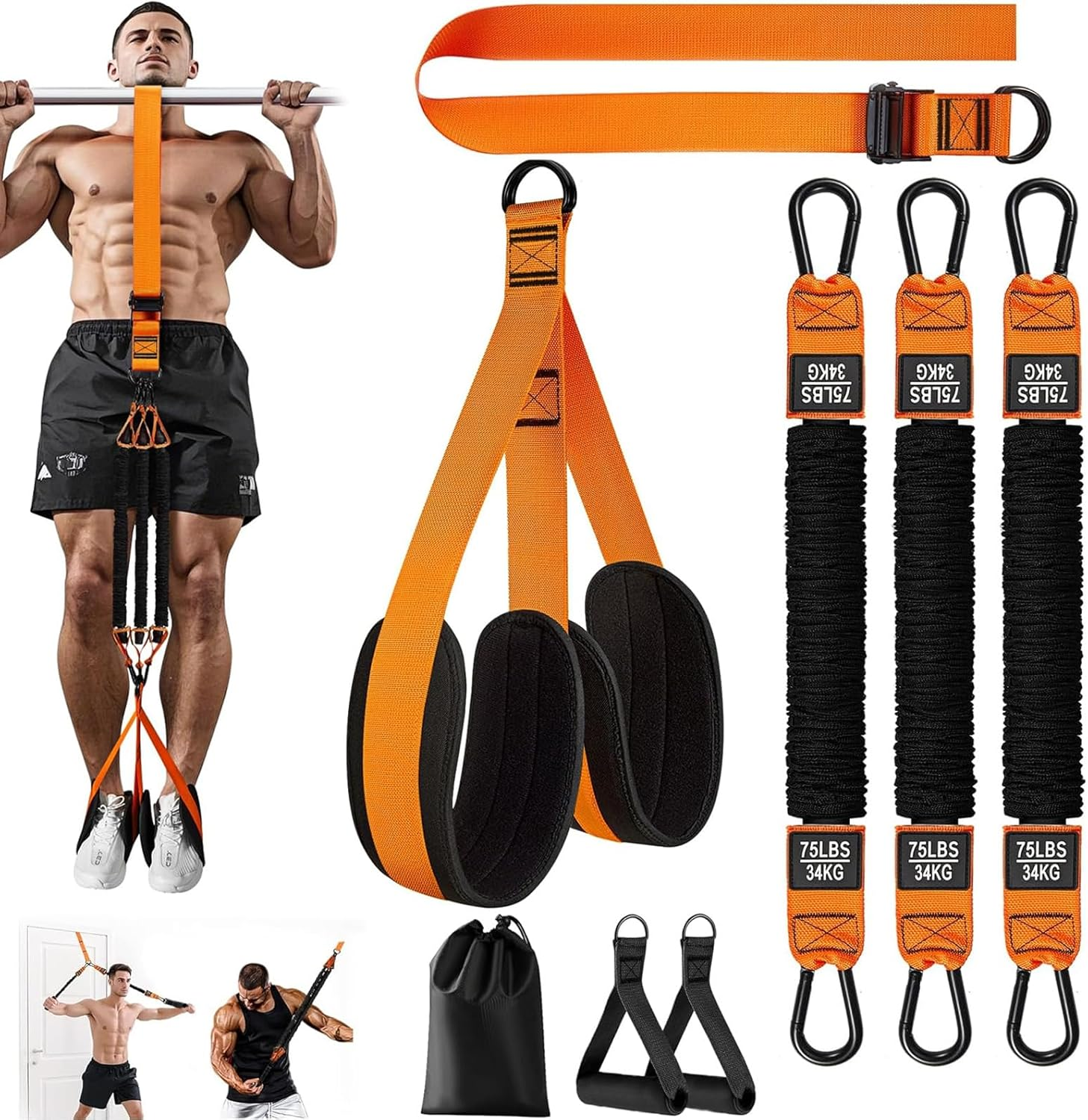 Pull up Assistance Bands, Adjustable Heavy Duty Resistance Band for Pull up Bar with Foot Strap, Assistance Upper Body Workout Equipment for Home Gym, Strength Training & Stretching image number 3