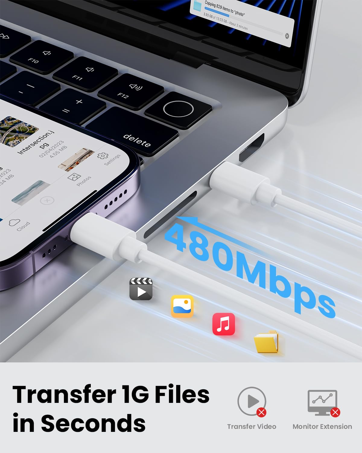 [30CM, 10-Pack] Multi Short USB Charging Cables, Fast Charge & Sync Type-C/Lightning/Micro Cords Bulk for Charging Station Compatible with Iphone16&15, Iphone5-14, Ipad, Ipod, Mobiles, Tablets, White image number 4