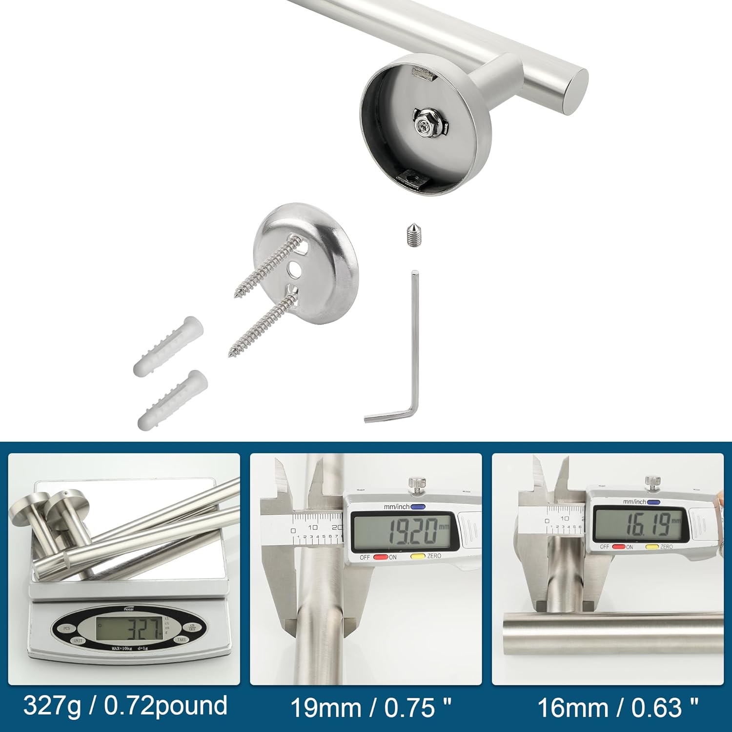 SAYAYO Towel Bar for Bathroom, 24 Inch Towel Rack Hand Towel Holder Rustproof Stainless Steel Brushed Nickel 60CM, Wall Mount (21 Inch Hanging Length) image number 4