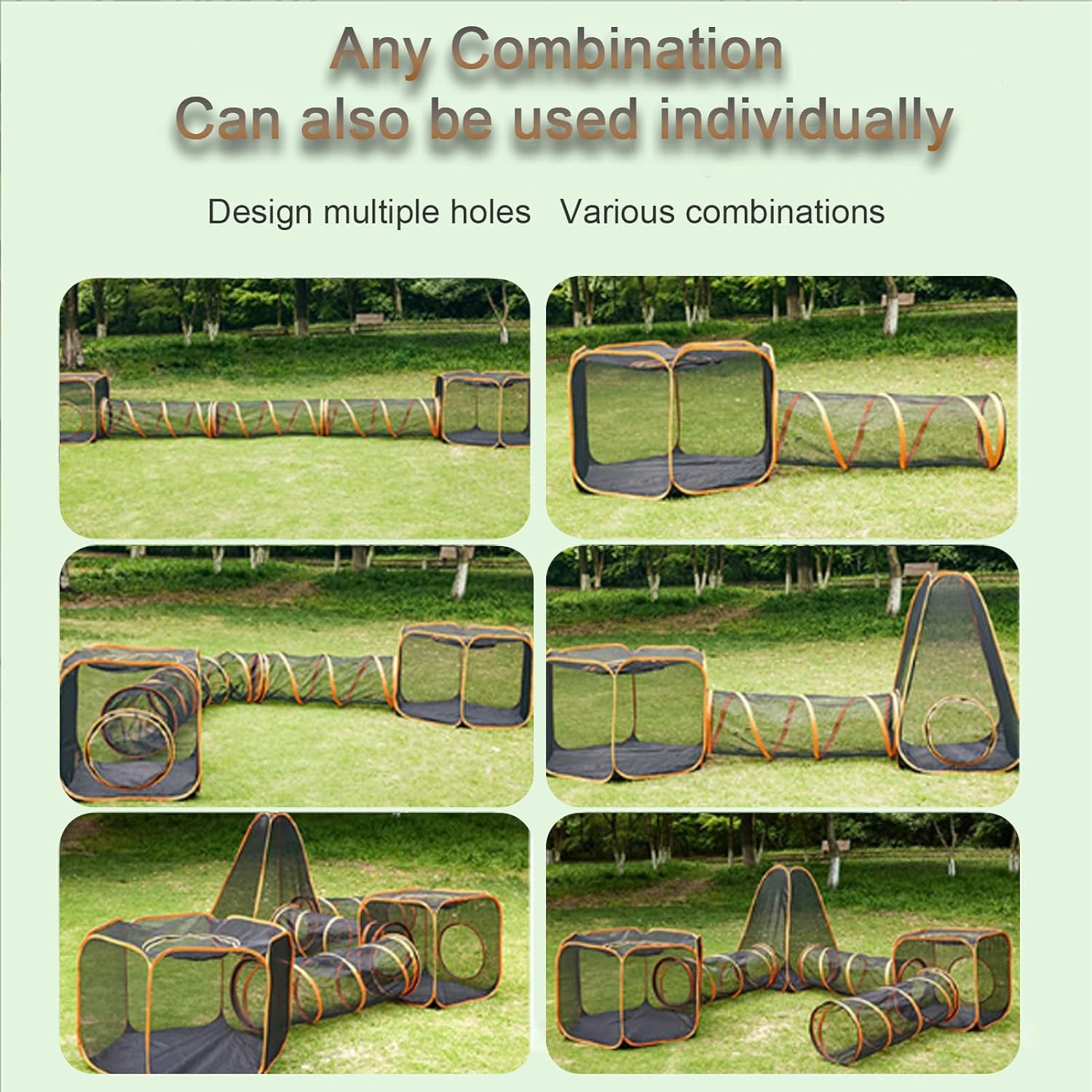 Outdoor Cat Enclosures, Portable Cat Playpen with Cat Tunnel - Foldable Outdoor/Indoor Cat House - Rabbits Ferrets, Small Animals Pet Tent image number 4