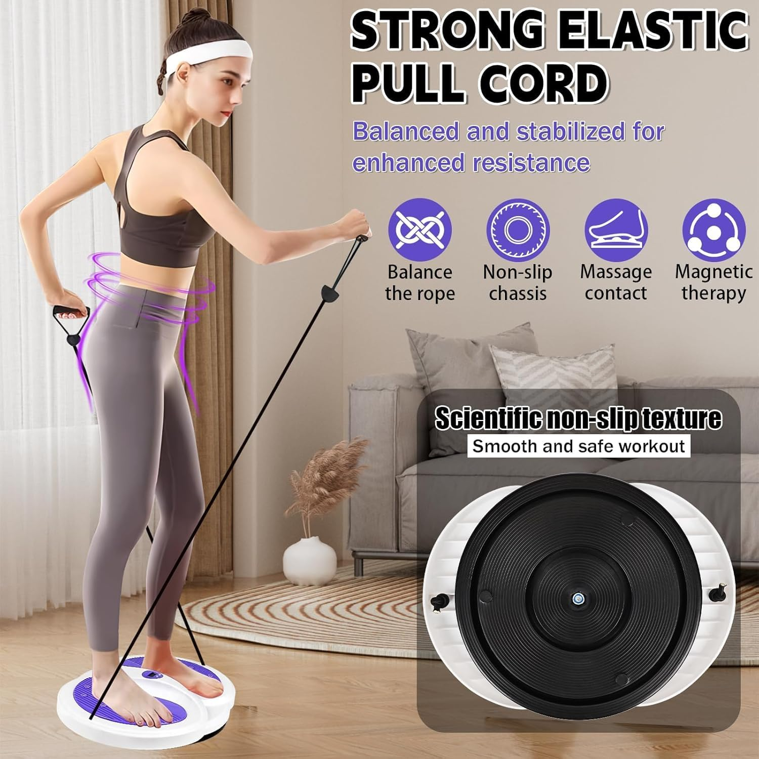 Waist Twisting Disc, Adjustable with Handles, Foot Sole Massage & Magnet Calculator Waist Slimming Balance Rotating Disc, Abs Core Twister, for Slimming Waist, Hips and Thighs image number 1