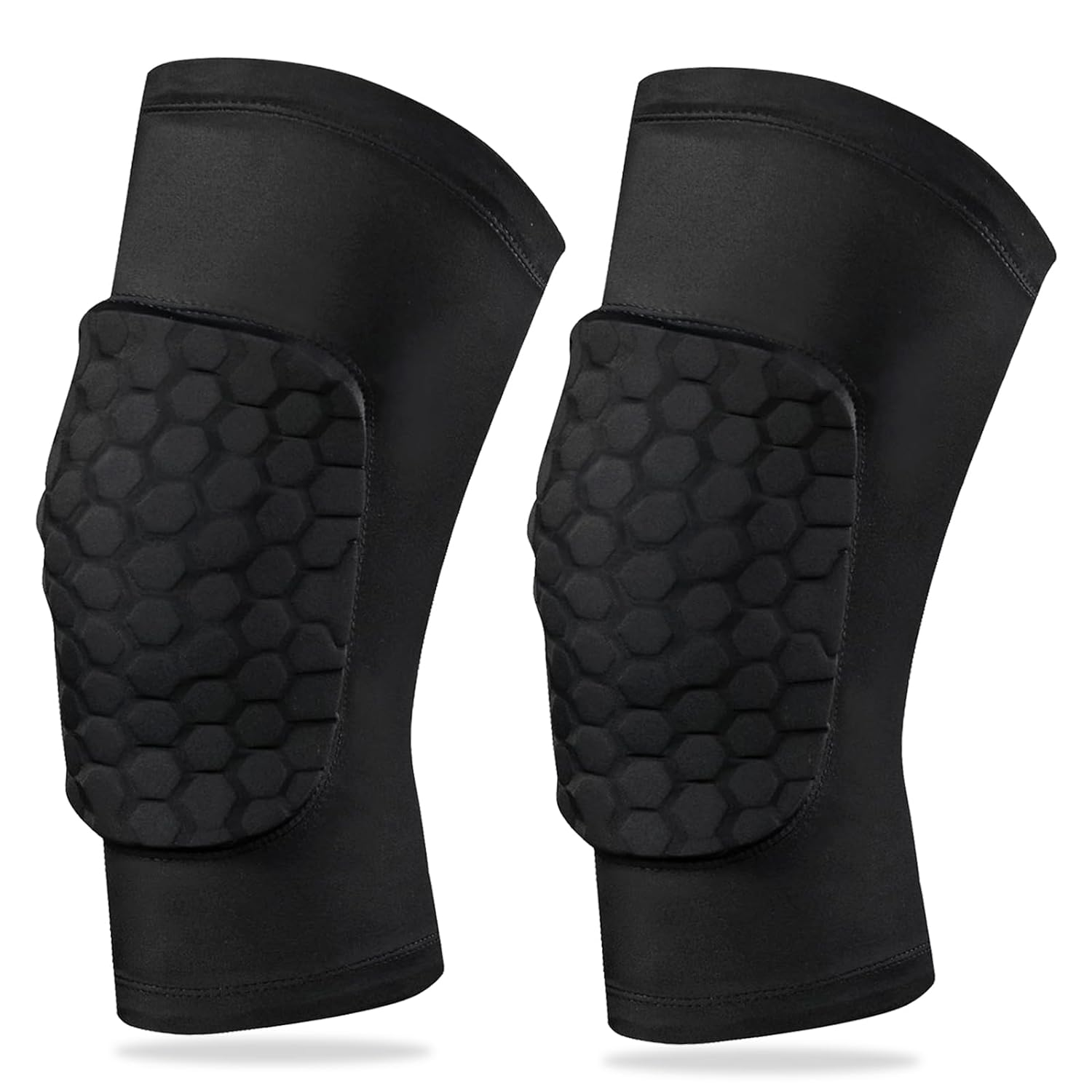 Knee Compression Pads,Knee Sleeve Basketball Volleyball Knee Pads with Honeycomb Padding Knee Brace Soft Knee Pads Knee Compression Sleeve and Non-Slip Knee Pads for Men Women Dancers(Pair Black,L)