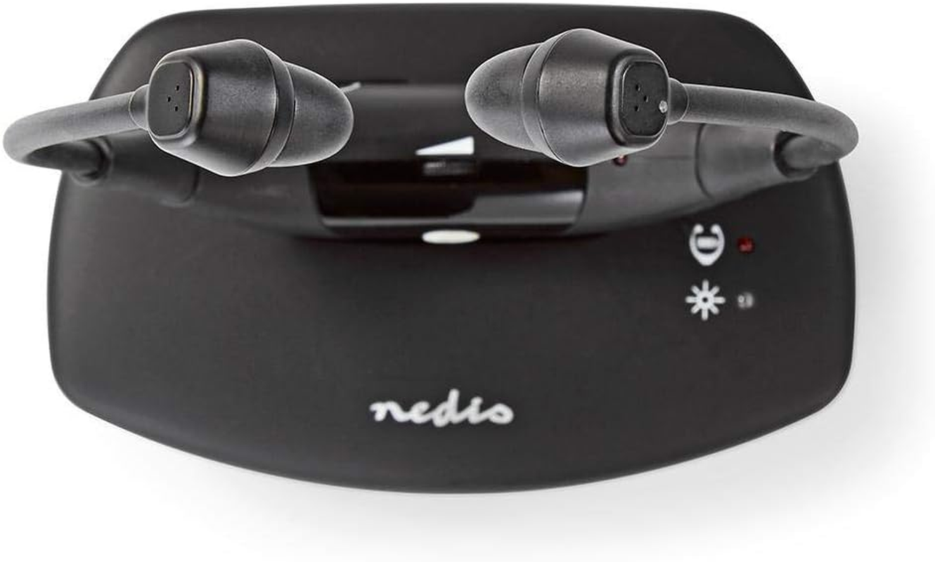 NEDIS Wireless TV Headphones Wireless Radio Frequency Headphones In-Ear, 4.5H Playtime, AUX, USB & Charging Base, Black, 1.20 M, One Size image number 2