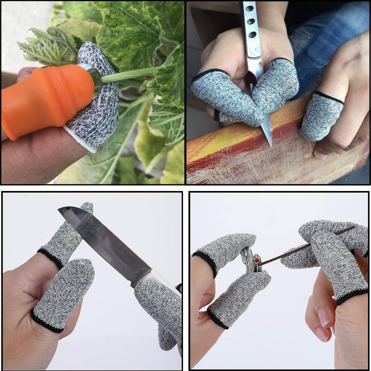 10PCS Cut Resistant Finger Cots Protector,Klhcduo Finger Protection Cots for Kitchen,Work, Sculpture,Anti-Slip,Reusable Finger Covers image number 5