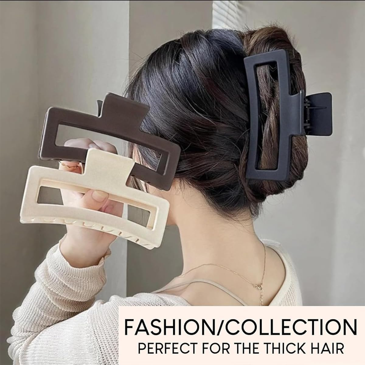 4Pcs Large Matte Hair Claw Clips - Stylish and Secure Hold for Thick Hair, Ideal for Daily and Party Use image number 3