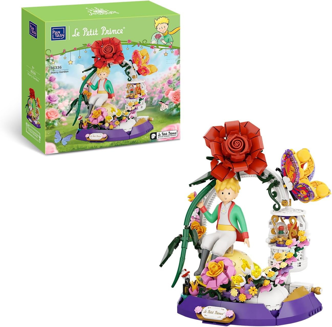 PANTASY the Little Prince Starry Garden Building Set, Floral Fantasy Diorama with Giant Rose & Butterfly, Creative Display Brick Model and Collectible Gift for Fans image number 1