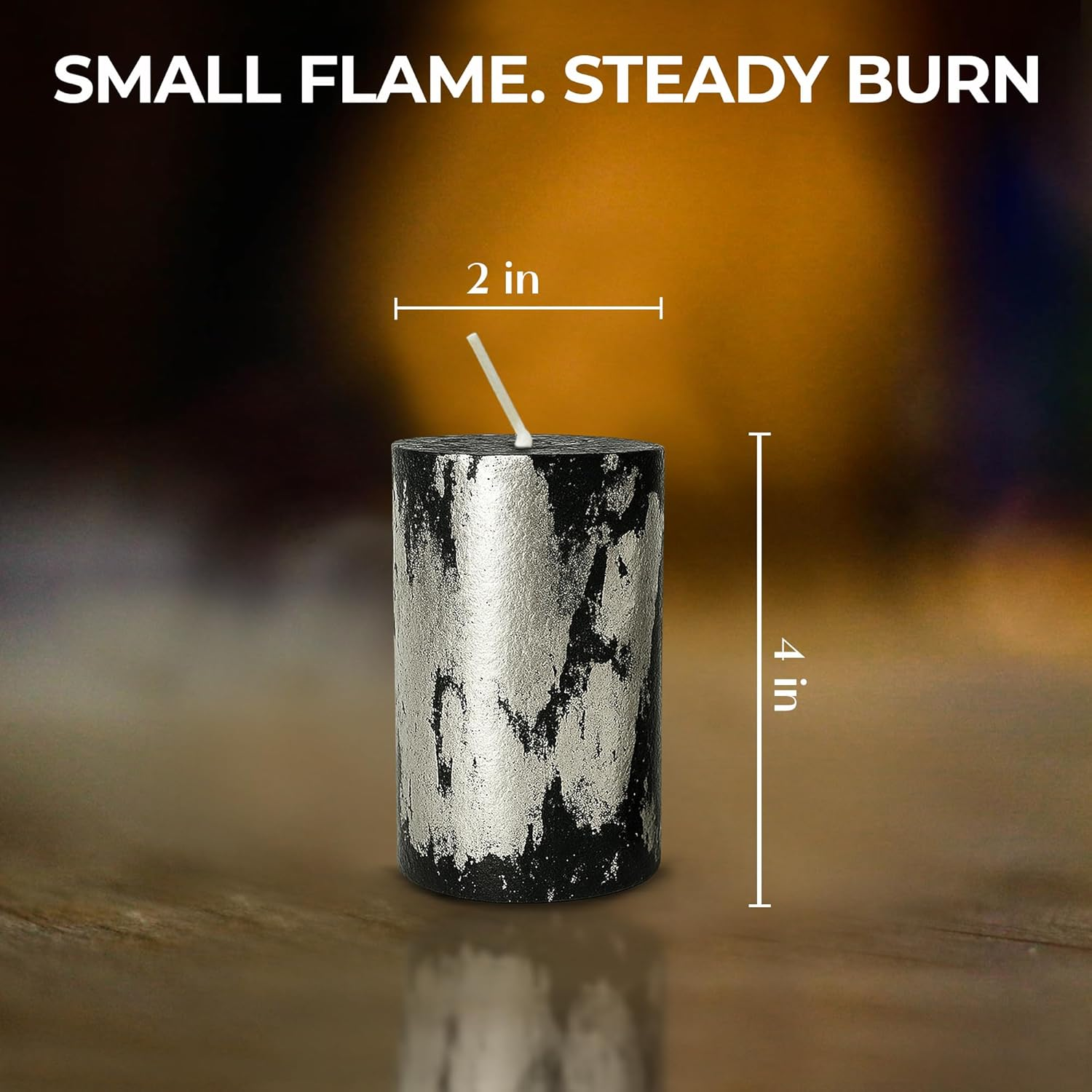 Apexor 2-Piece Black Silver Foil Pillar Candles &ndash; Berry Blossom Scent, Hand-Poured &ndash; Decorative Candle Ideal for Home Holidays & Parties image number 5