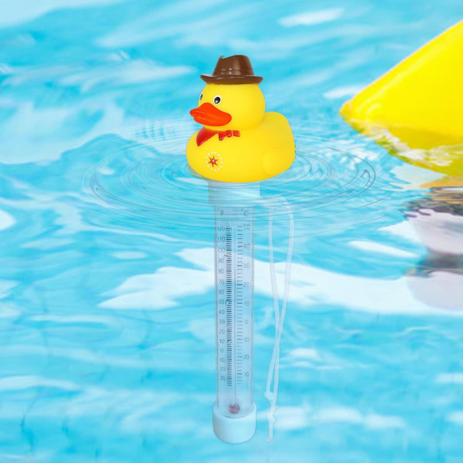 Pool Thermometer Floating Duck | Easy Read Shatterproof Floating Yellow Duck Thermometer for Swimming Pool, Cartoon Style, for Outdoor, Indoor Swimming Pools, Bath Water, Spas, 20Cm image number 1