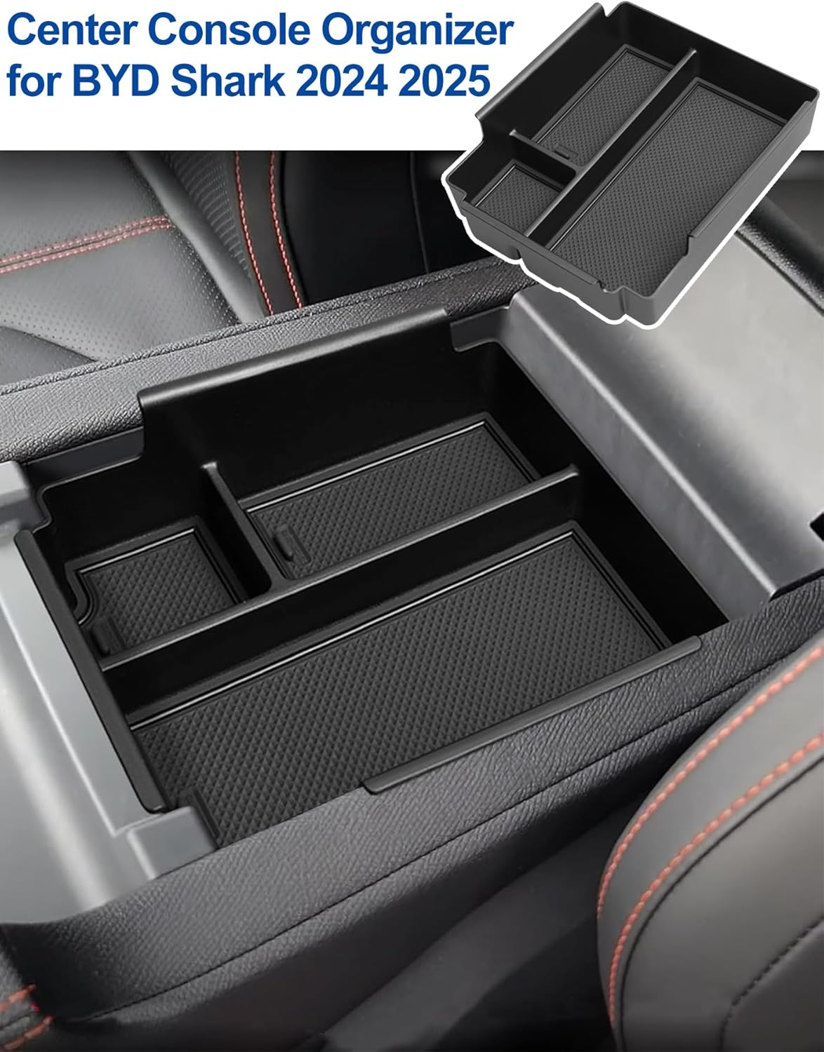 Center Console Organizer, Armrest Box Storage Tray for BYD Shark 6 2025 2024 Auto Pickup Accessories, Waterproof Car Armrest Box Insert Drawer Holder for BYD Pickup