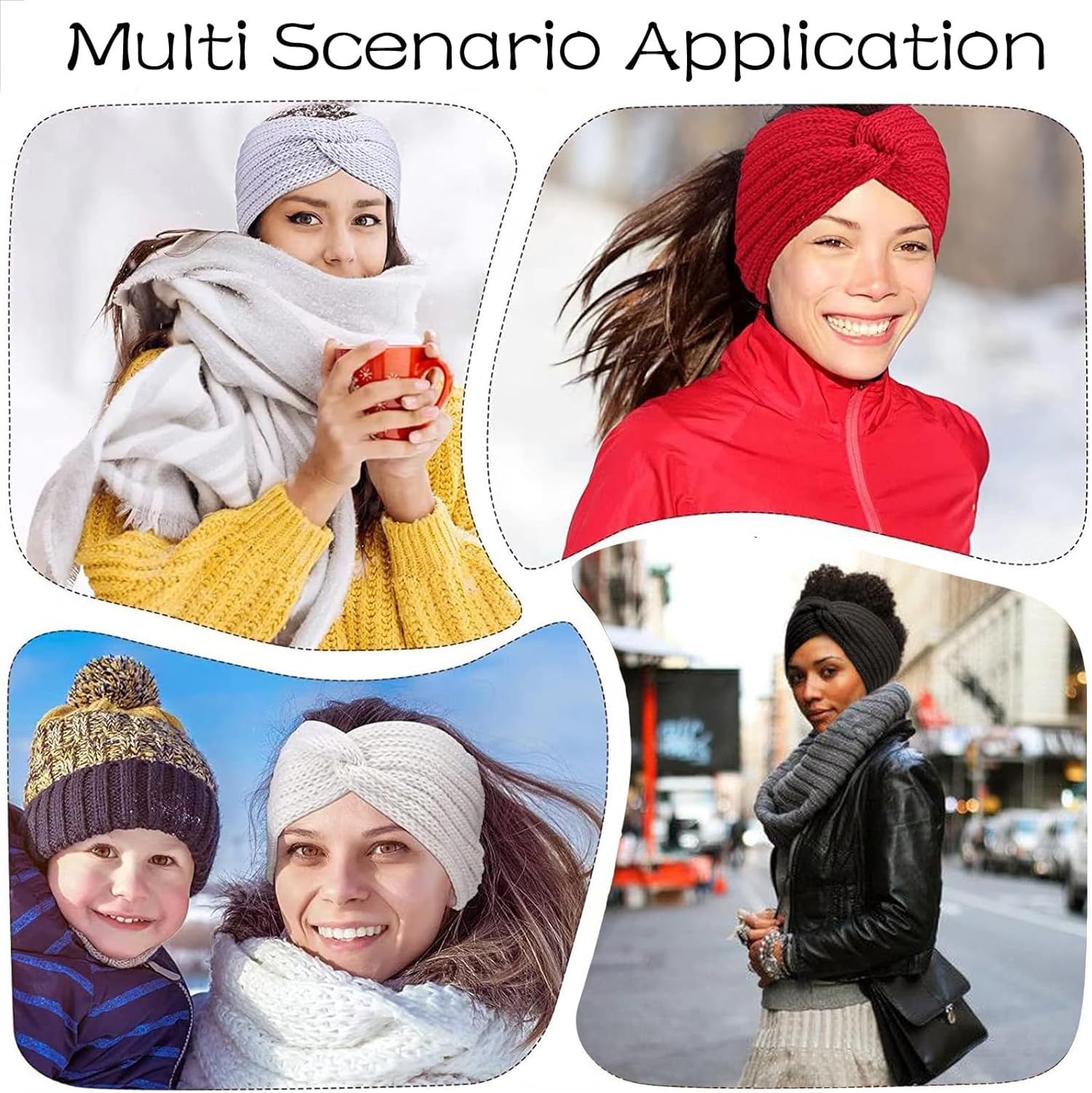 Women'S Headbands, Pack of 4 Hair Bands, Women'S Winter Headband, Girls Winter, Hair Band Headband, Elastic, Autumn and Winter Versatile Headband Women image number 3