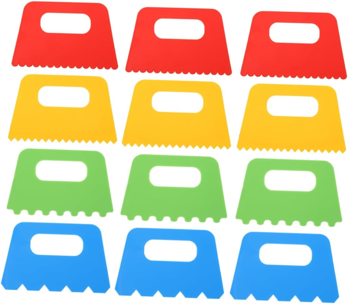 Bestonzon 12Pcs Plastic Painting Scraper Tools Kit Boy Girl Craft Paint Scrapers for Arts Crafts Diy Plastic Boys and Girls Paint Brush for Sand Painting and Drawing image number 3