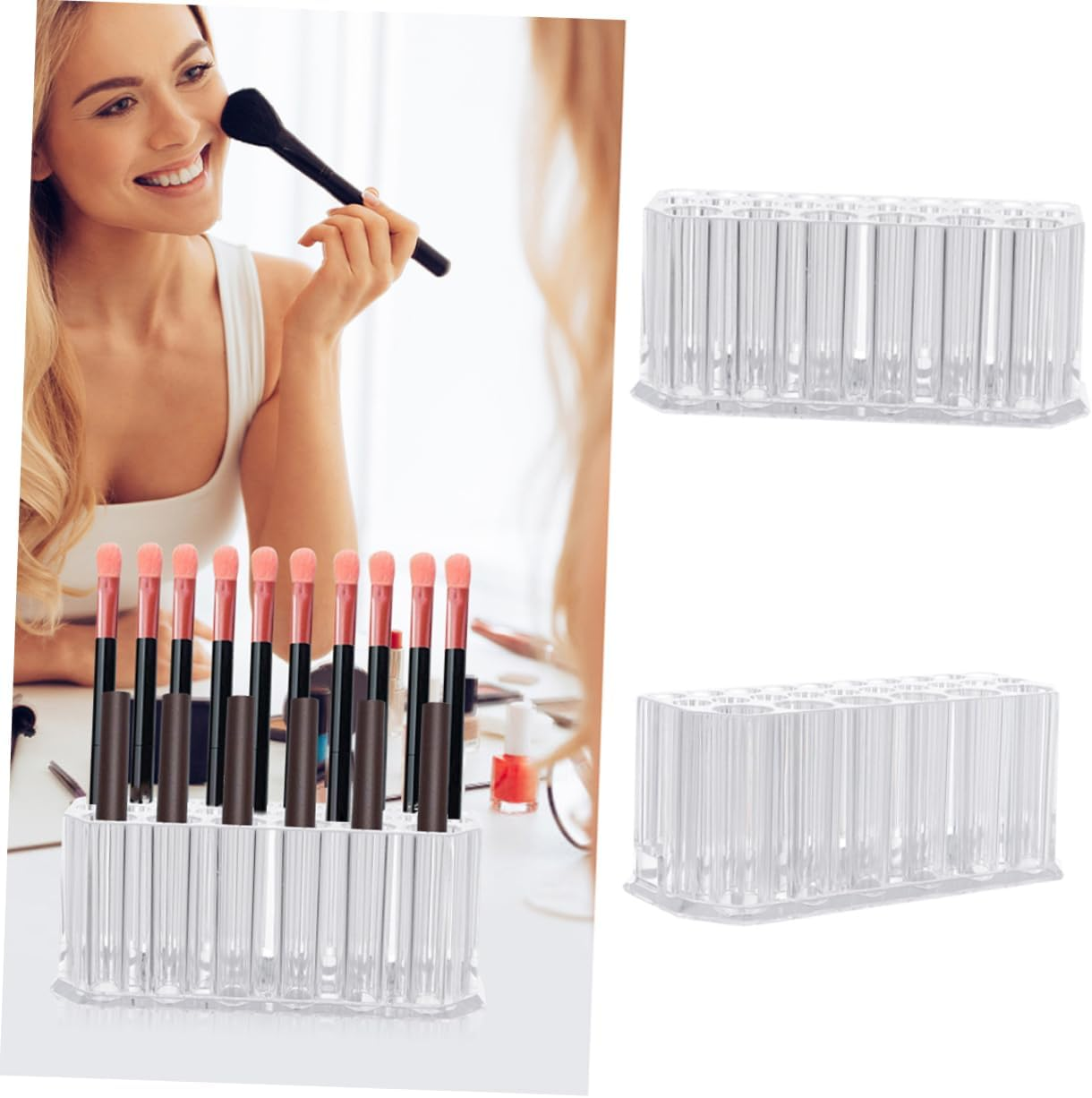 FRCOLOR 26 Pen Display Stand Makeup Brush Organizer Eyeliner Stand Makeup Brush Holder Makeup Pen Holder Makeup Display Stand Lip Liner Organizer Lip Liner Holder Eyeliner Holder Acrylic image number 1
