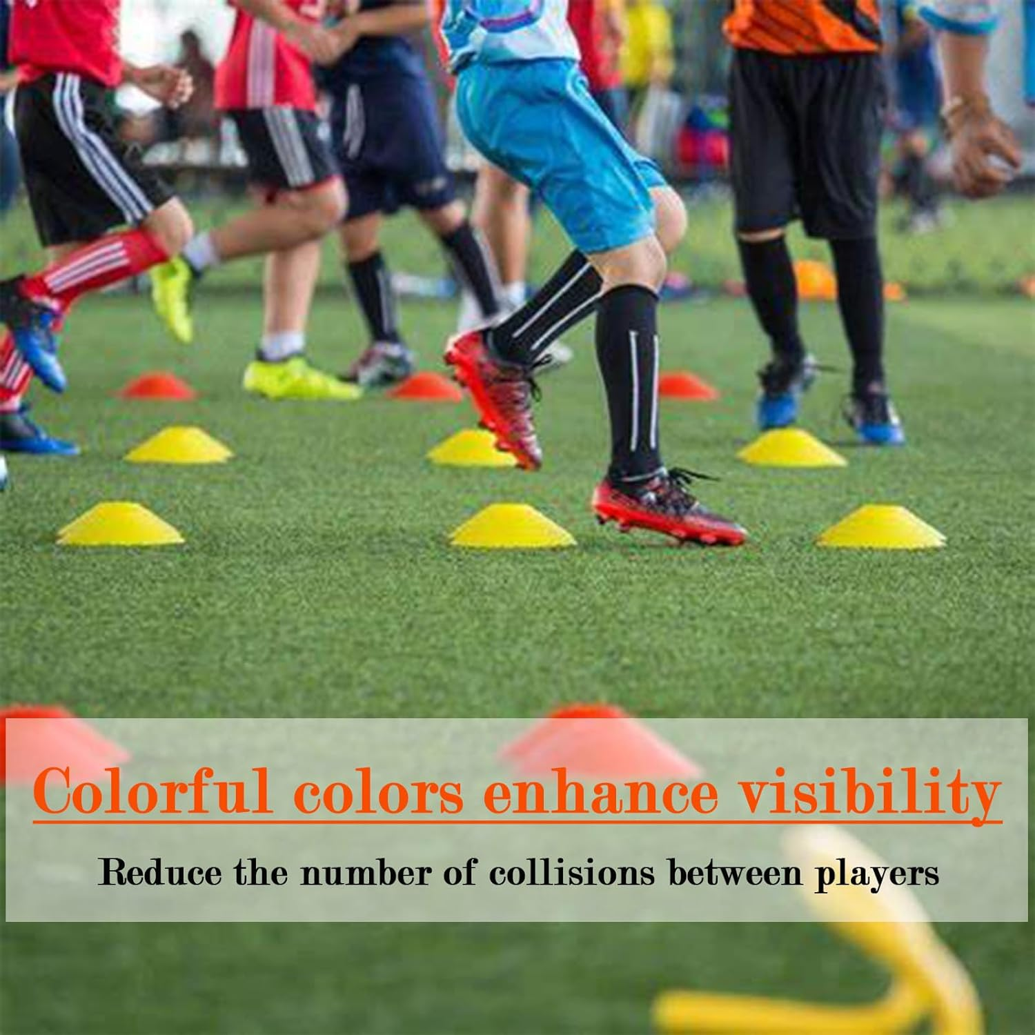 Cones,50 Soccer Cones,Cones Sports with 2 Whistle and Carry Bag,Agility Training Equipment for Training, Soccer Training, Basketball, Kids, Sports, Field Cone Markers and Other Sports and Games image number 2