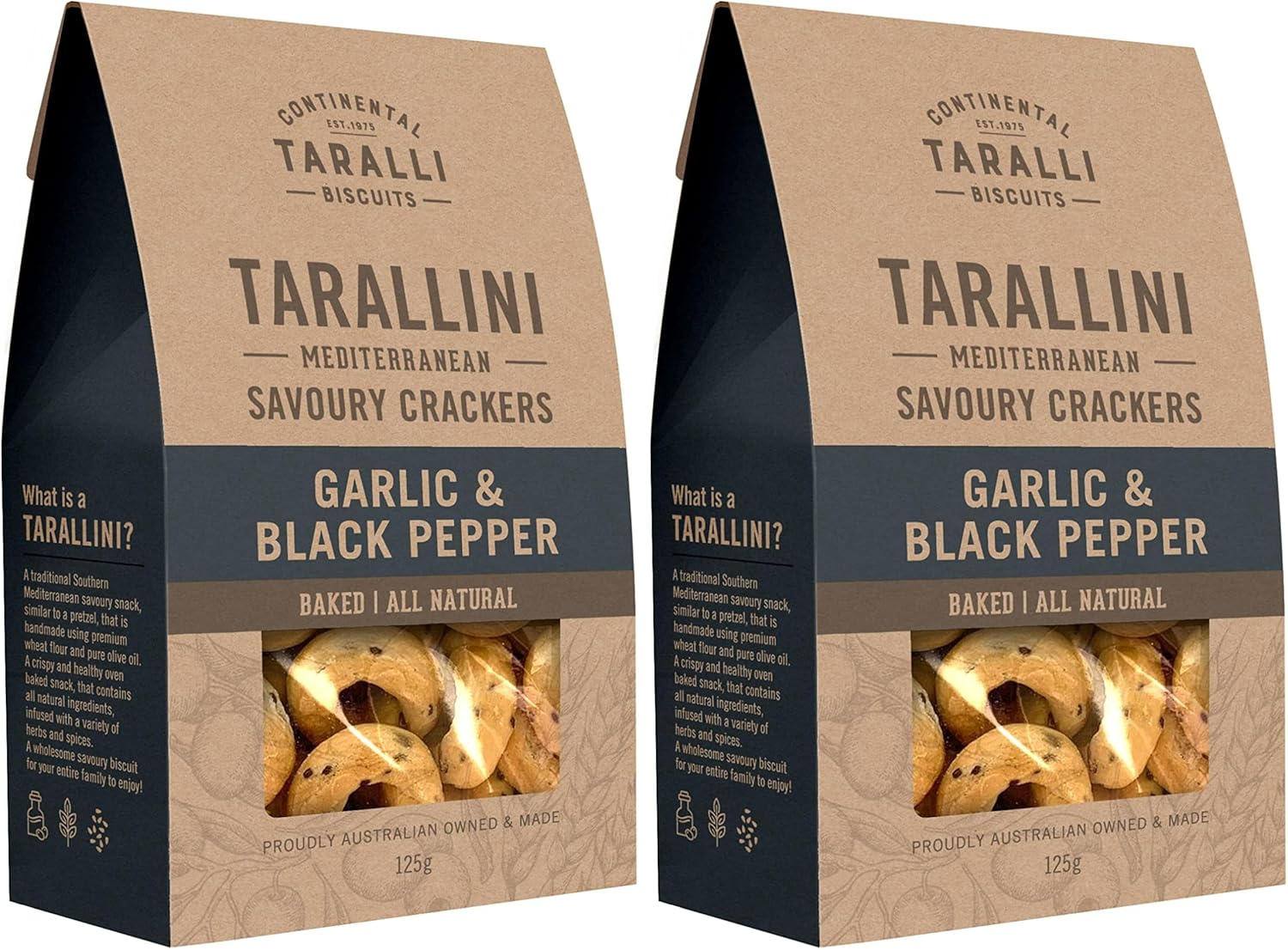 Continental Taralli Biscuits, Tarallini Parmesan Cheese and Onion Crackers, 125 G