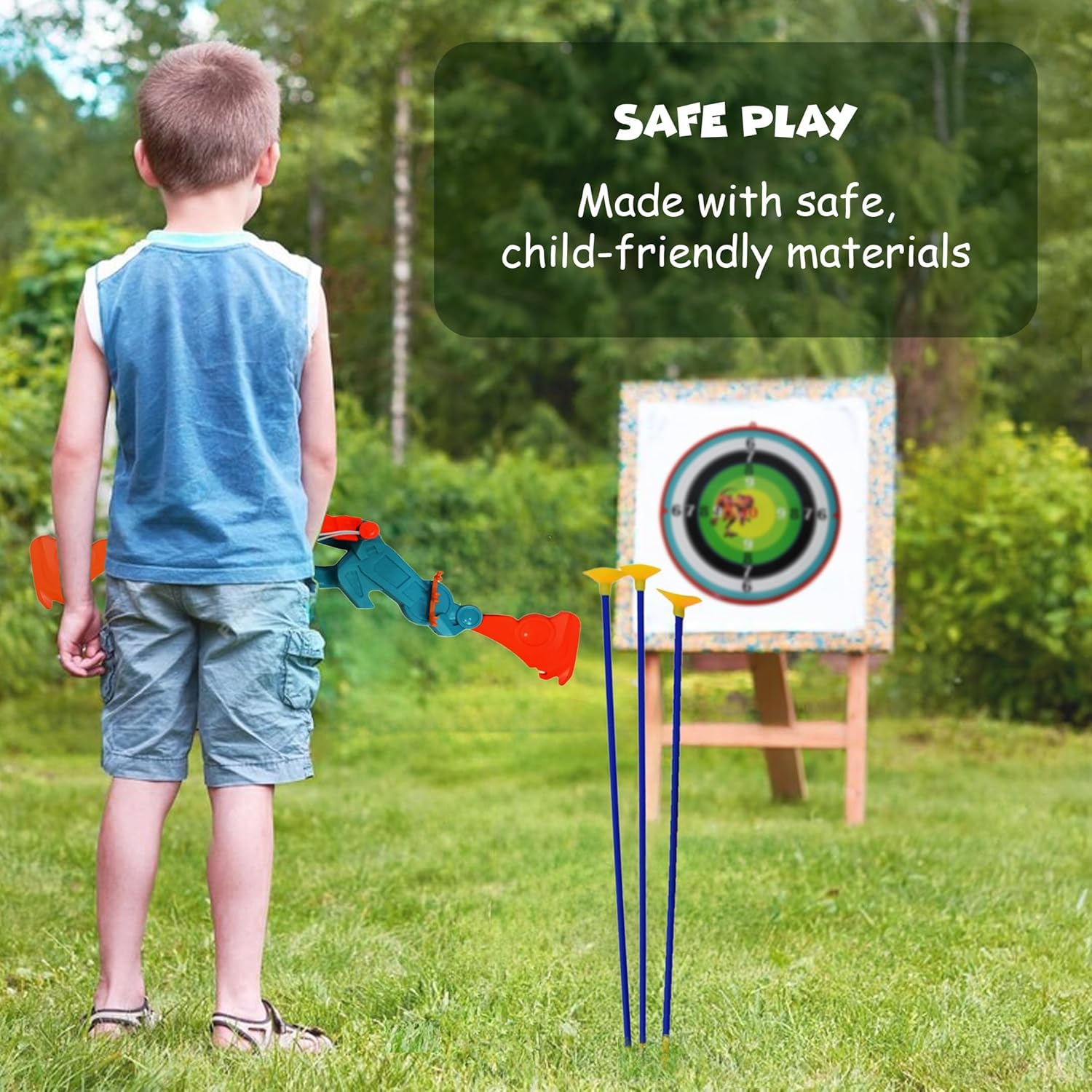 FUNFY Foldable Dino Theme Bow, Arrow and Dart Board Set Toy | Multicolor | Indoor/Outdoor Archery | Perfect for On-The-Go Adventures or Backyard Battles and Birthday Gifting for Kids image number 3
