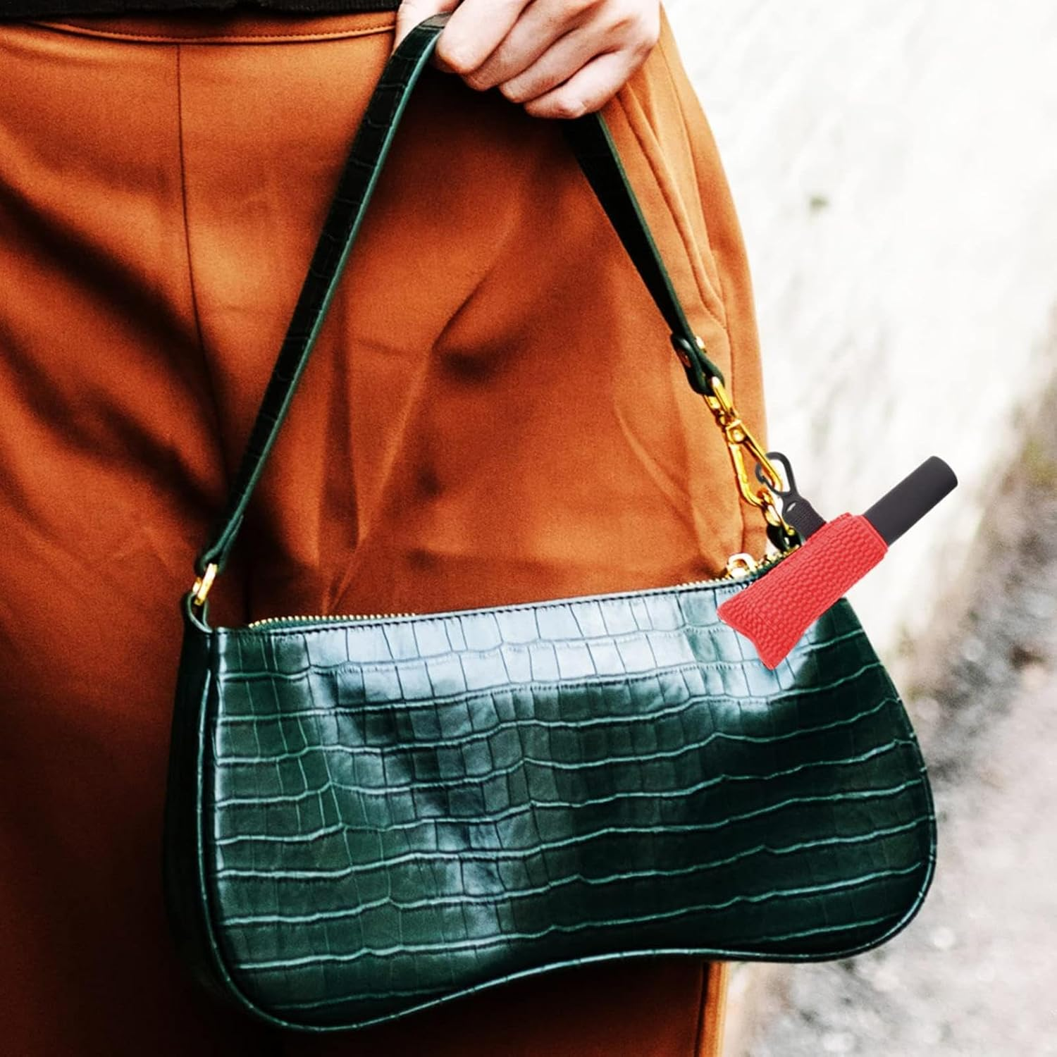 Lipstick Holder Keychain | Lip Glaze Pouch Keyring for Women,Lipstick Holder Keyring Lip Balm Holder Keyring for Home, Traveling or Outdoors - Red image number 3