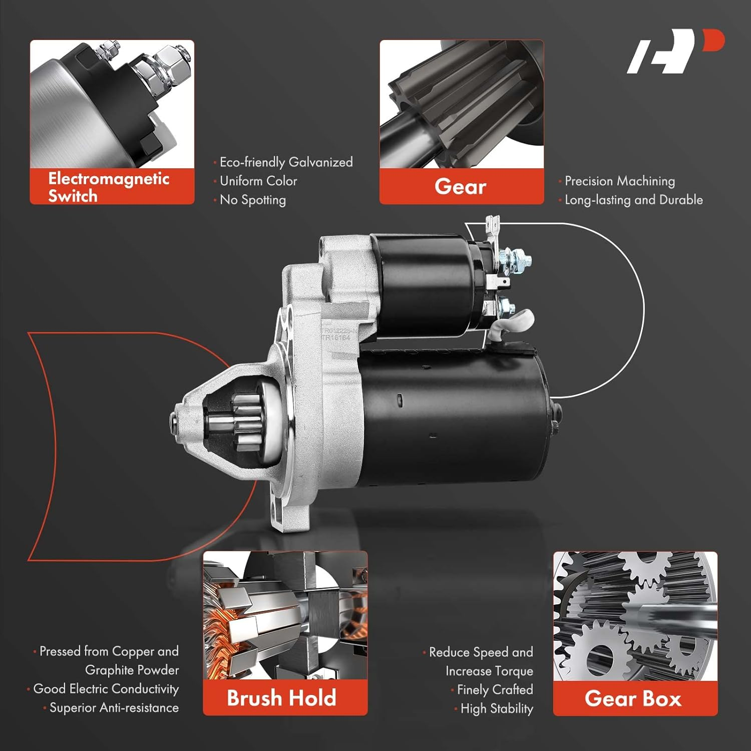 A-Premium Starter Motor Compatible with MG MGB 1968-1980 L4 1.8L, 12V 1.1KW 10 Teeth Clockwise, Replace# 70AB11000EB, 0986020021 image number 6