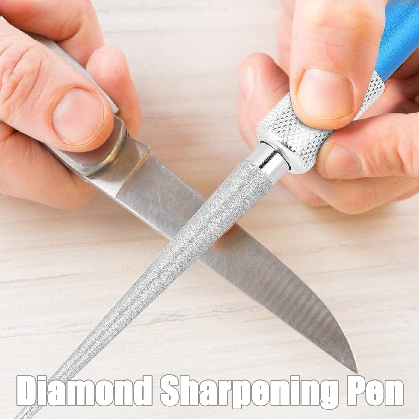 Bestgle 2 Pcs Diamond & Emery Knife Sharpener Rod Pen Type Multipurpose Sharpening Stone for Outdoor, Hunting, Fishing, Kitchen image number 5