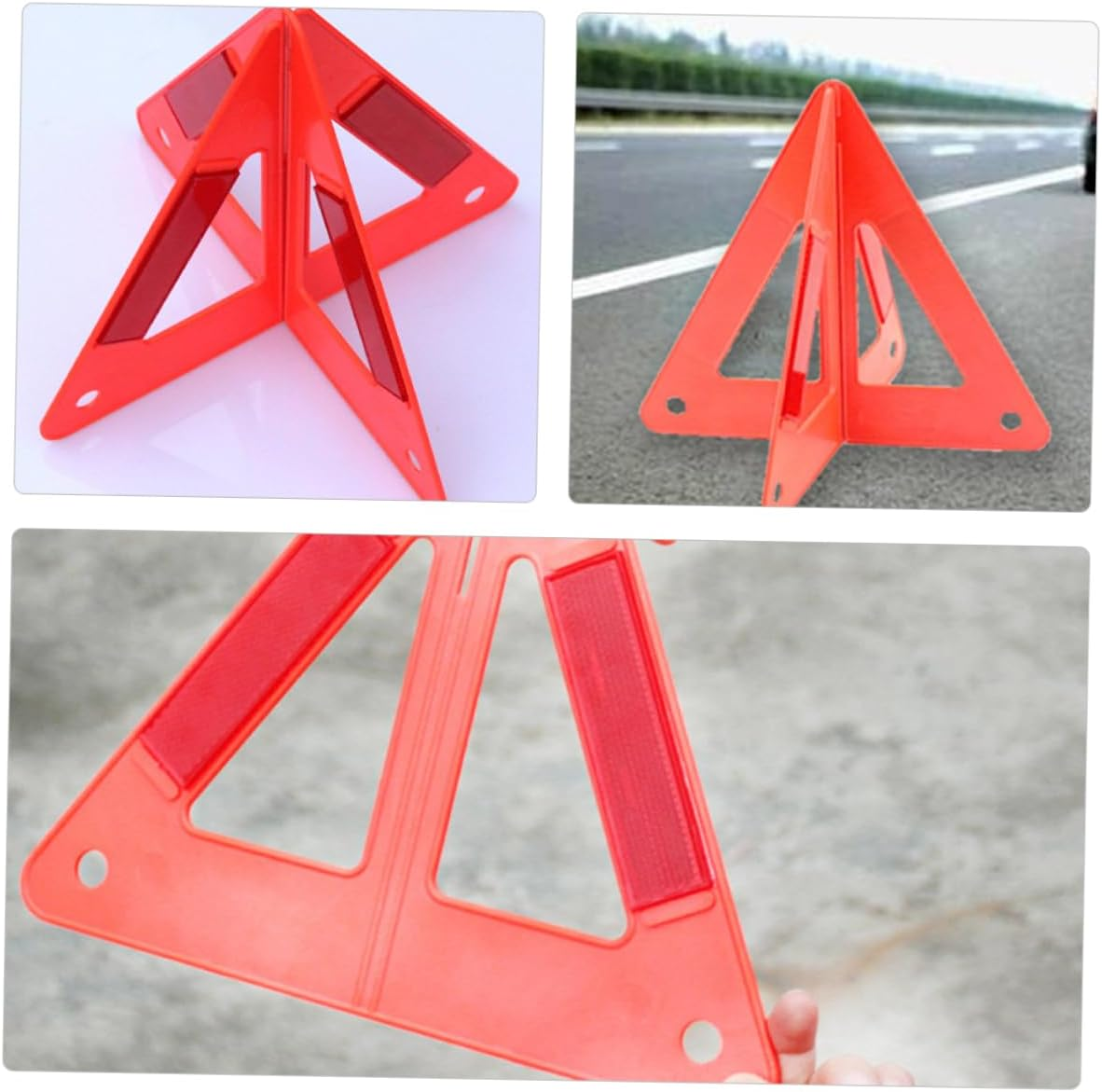 Anneome 3Pcs Triangle Reflector Reflective Roadside Triangles Car Emergency Warning Signs Safety Road Warning Sign for Roadside Use image number 3