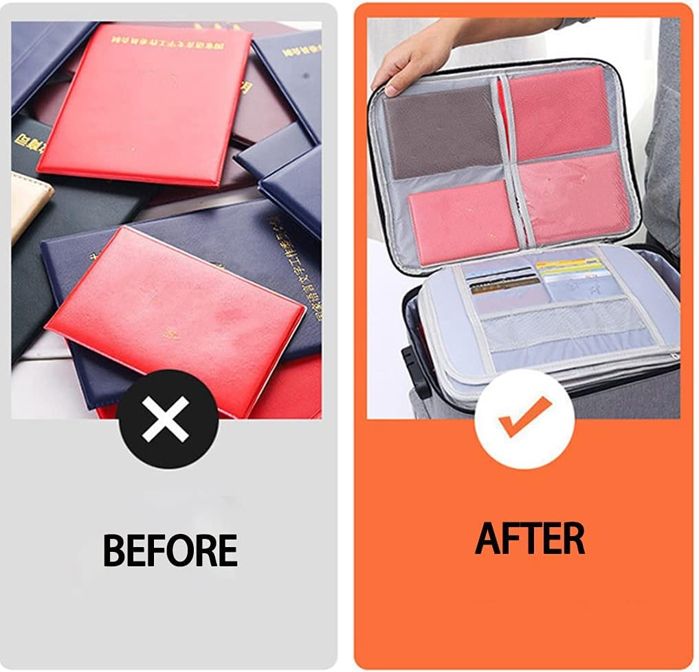 Document Package， Document Holder with Zipper, Important Organizer, Storage Bag Waterproof(Gray) - Grey image number 5