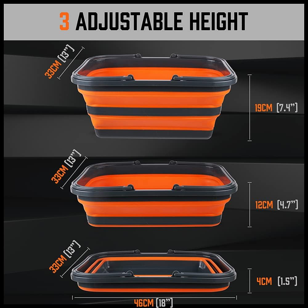 HORUSDY Portable Collapsible Sink, Foldable Large Multifunctional Storage Basket for Outdoor Camping, Wash Basin, Picnic, Hiking, Home. 16L Capacity image number 1