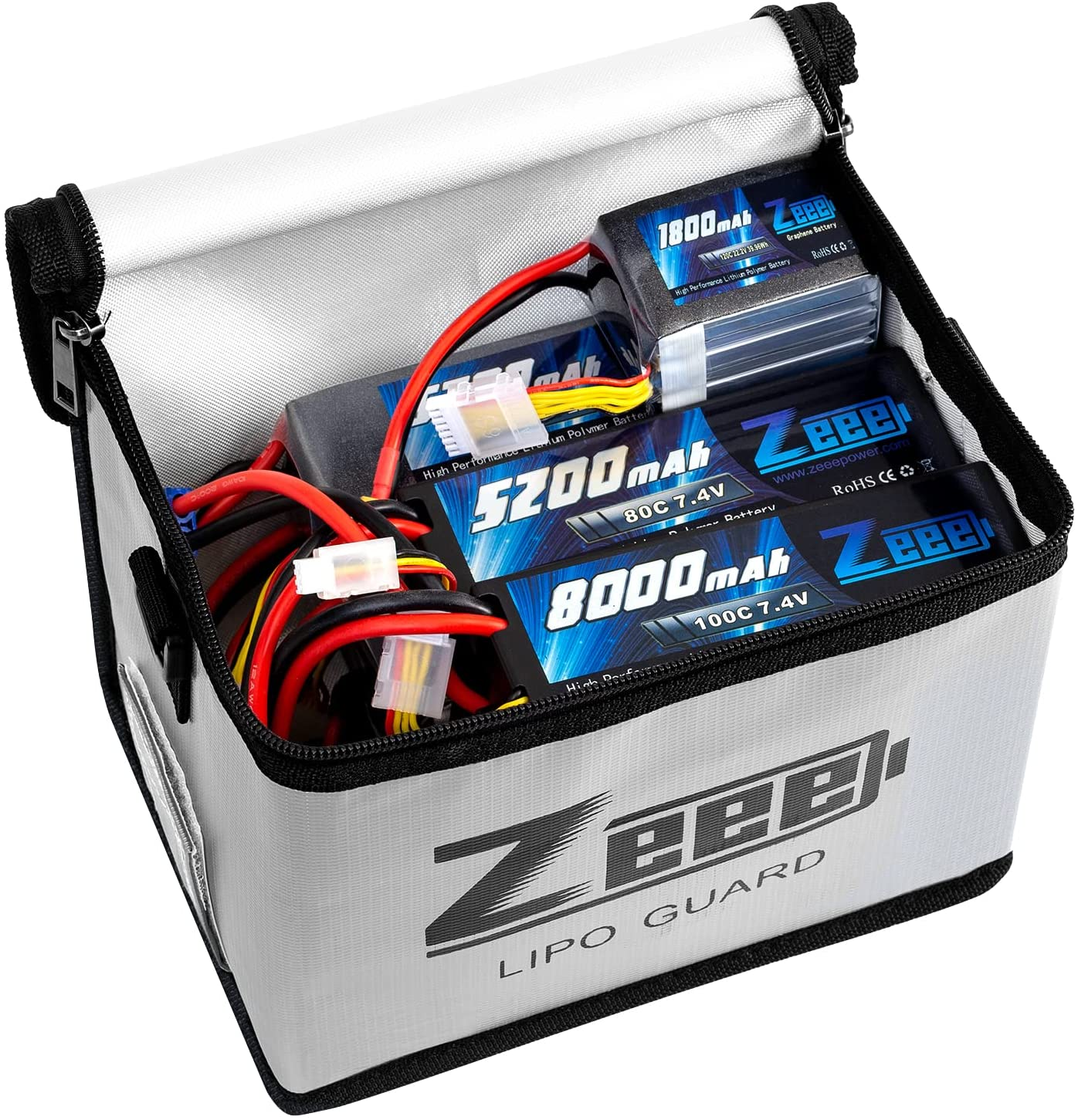 Zeee Lipo Safe Bag Fireproof Explosionproof Bag Large Capacity Lipo Battery Storage Guard Safe Pouch for Charge & Storage(8.46 X 6.5 X 5.71In) image number 3