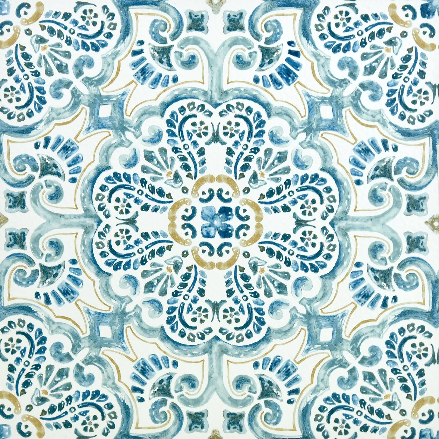 Floorpops FP2477 Fontaine Peel & Stick Floor Tiles, Blue image number 1